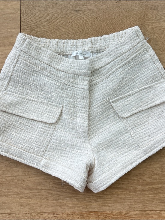 Line & Dot Pants - Line & Dot Cream Textured Tweed Shorts